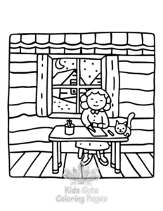 Easy Lazy Day with Cat coloring sheet for young children
