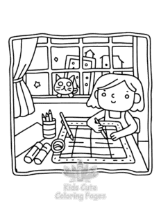 Lazy Day with Cat coloring page for boys, printable at home