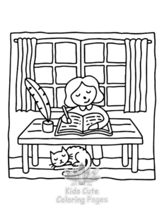 Lazy Day with Cat coloring page for classroom activities