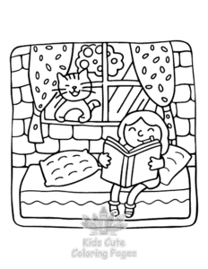 Easy Lazy Day with Cat coloring sheet for young children
