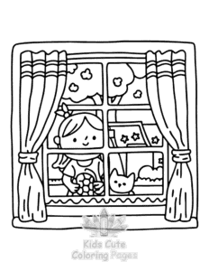 Free printable Lazy Day with Cat coloring page for kids