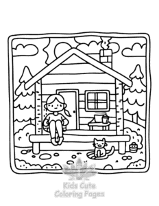 Printable Lazy Day with Cat coloring sheet for preschoolers