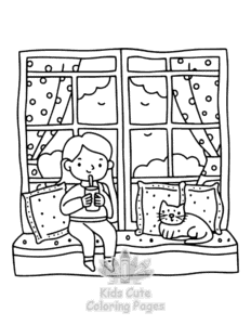 Lazy Day with Cat coloring page for boys, printable at home