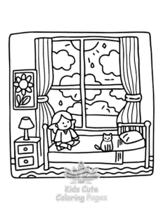 Free printable Lazy Day with Cat coloring page for kids