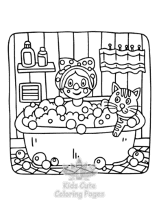 Lazy Day with Cat coloring page for girls, free to print