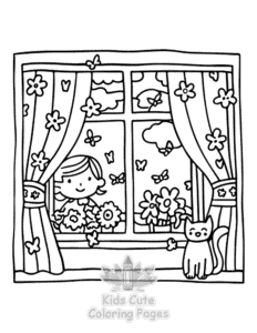 Free printable Lazy Day with Cat coloring page for kids