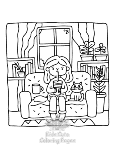 Free Lazy Day with Cat coloring pages to print at home
