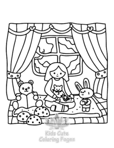 Easy Lazy Day with Cat coloring sheet for young children