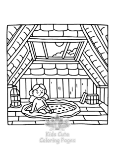 Simple Lazy Day with Cat coloring page for toddlers