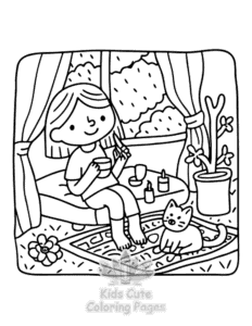Free Lazy Day with Cat coloring pages to print at home