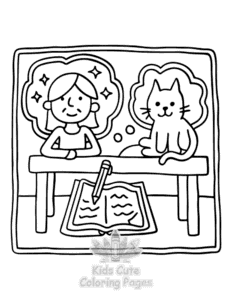 Easy Lazy Day with Cat coloring sheet for young children