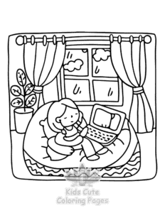 Lazy Day with Cat coloring page for boys, printable at home