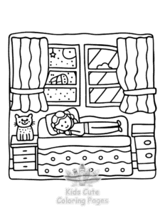 Lazy Day with Cat coloring page for classroom activities
