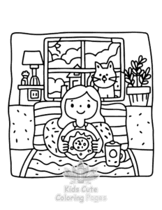 Lazy Day with Cat coloring page for classroom activities