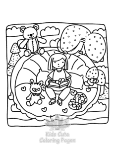 Simple Lazy Day with Cat coloring page for toddlers
