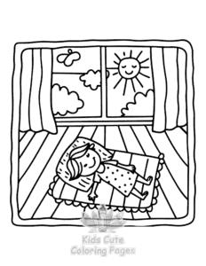 Lazy Day with Cat coloring page for classroom activities