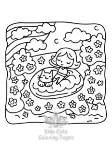 Easy Lazy Day with Cat coloring sheet for young children