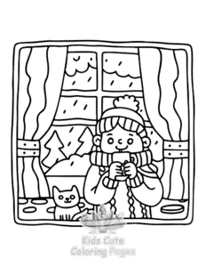 Printable Lazy Day with Cat coloring sheet for preschoolers