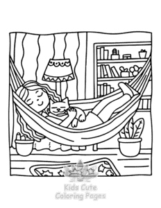 Easy Lazy Day with Cat coloring sheet for young children