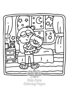 Free printable Lazy Day with Cat coloring page for kids