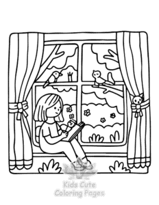Easy Lazy Day with Cat coloring sheet for young children