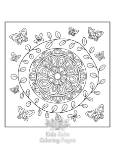 Simple Mandala Nature coloring page for toddlers