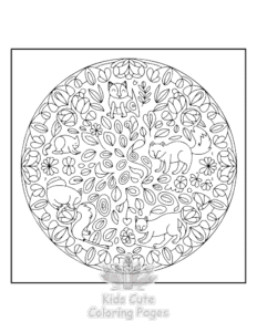 Mandala Nature coloring page for girls, free to print