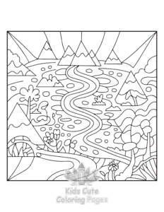 Simple Mandala Nature coloring page for toddlers