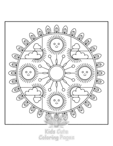 Mandala Nature coloring page for boys, printable at home