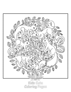Mandala Nature coloring page for girls, free to print
