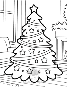 Merry Christmas coloring page for girls, free to print