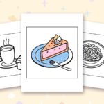Mexican Treats coloring pages: a crayon colored sample and free printable sheets