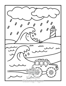 Easy Monster Truck coloring sheet for young children