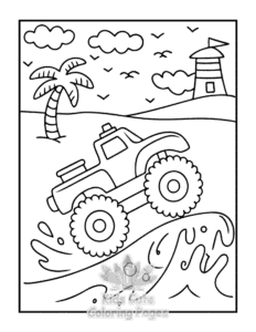Printable Monster Truck coloring sheet for preschoolers