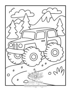 Monster Truck coloring page for boys, printable at home