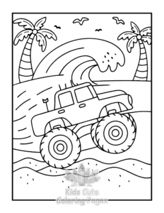 Easy Monster Truck coloring sheet for young children