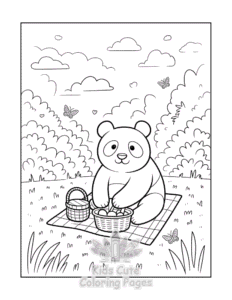 Panda coloring page for girls, free to print