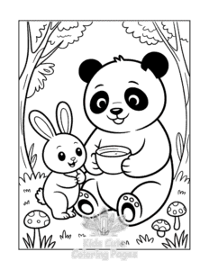 Panda coloring page for boys, printable at home