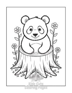Panda coloring page for boys, printable at home