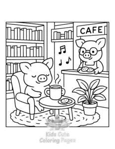 Piggy Days coloring page for girls, free to print