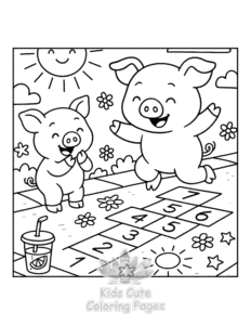 Piggy Days coloring page for girls, free to print