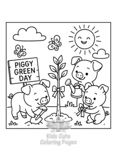 Easy Piggy Days coloring sheet for young children