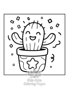 Simple Potted Cuties coloring page for toddlers
