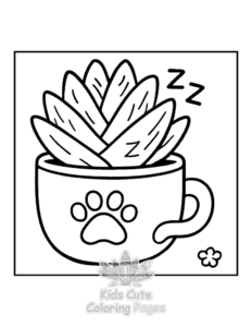 Simple Potted Cuties coloring page for toddlers