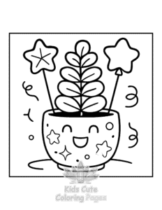 Easy Potted Cuties coloring sheet for young children