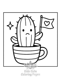 Simple Potted Cuties coloring page for toddlers