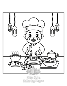 Ramadan coloring page for girls, free to print