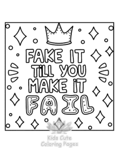 Sassy Saying coloring page for boys, printable at home