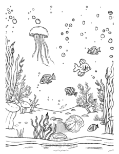 Sea coloring page for boys, printable at home