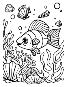 Easy Sea coloring sheet for young children